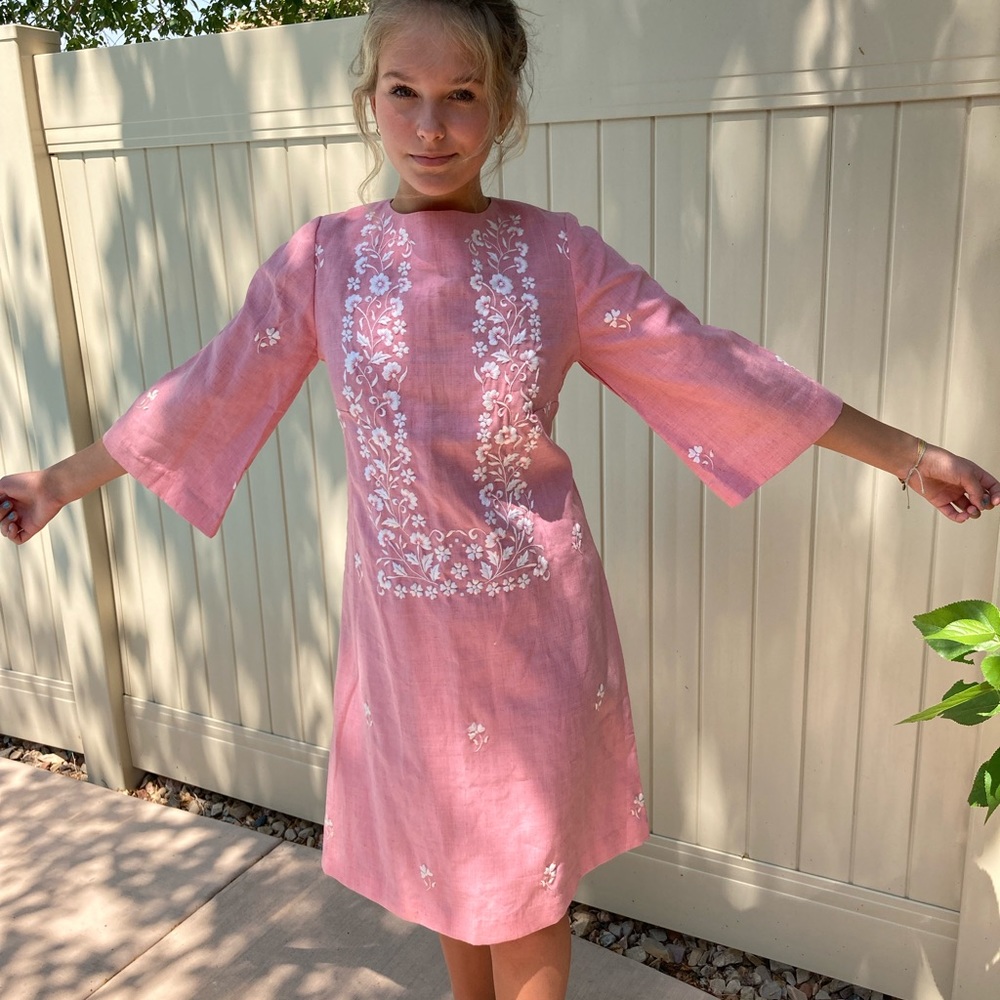 Vintage Embroidered Bell Sleeve Dress